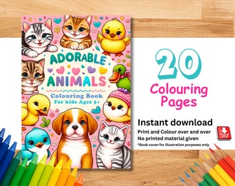 Adorable Animals: Coloring Book for Ages 3+