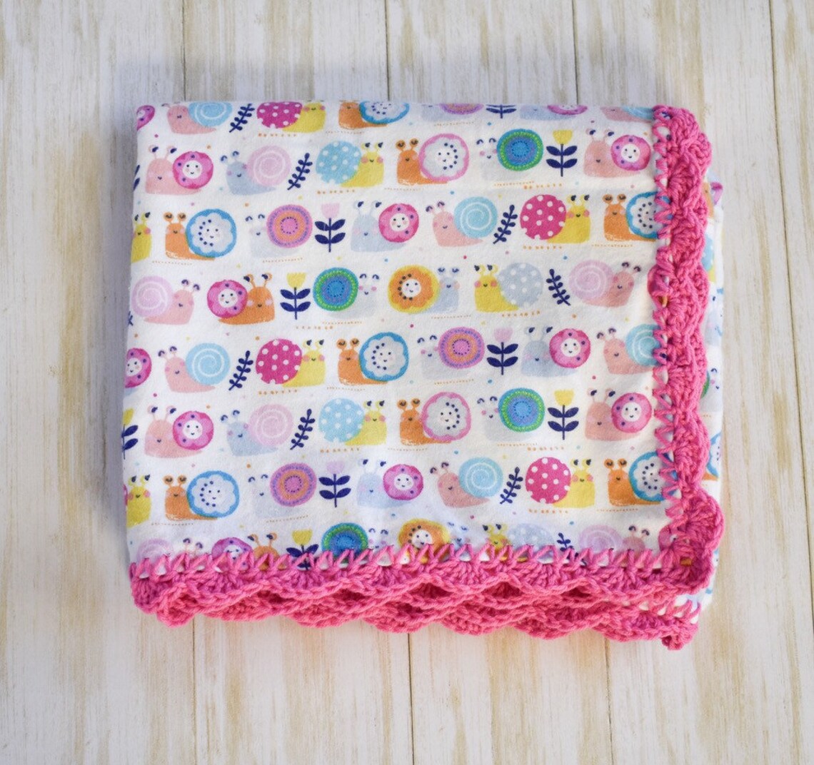Baby Snail Blanket Flannel Crochet Etsy