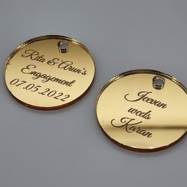 Round acrylic tags, tags, acrylic discs, gold tags