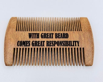 Peigne à barbe en bois, Cadeau personnalisé pour la fête des pères, Groomsmen, Moustache, Homme, Papa, Anniversaire, Anniversaire, Noël, Cadeau personnalisé, Poche