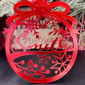 Personalized Christmas Ornament, Family, Wooden,Acrylic, Christmas Tree Decorations, XMas 2023, Laser Engraved, Decorating, Decor,