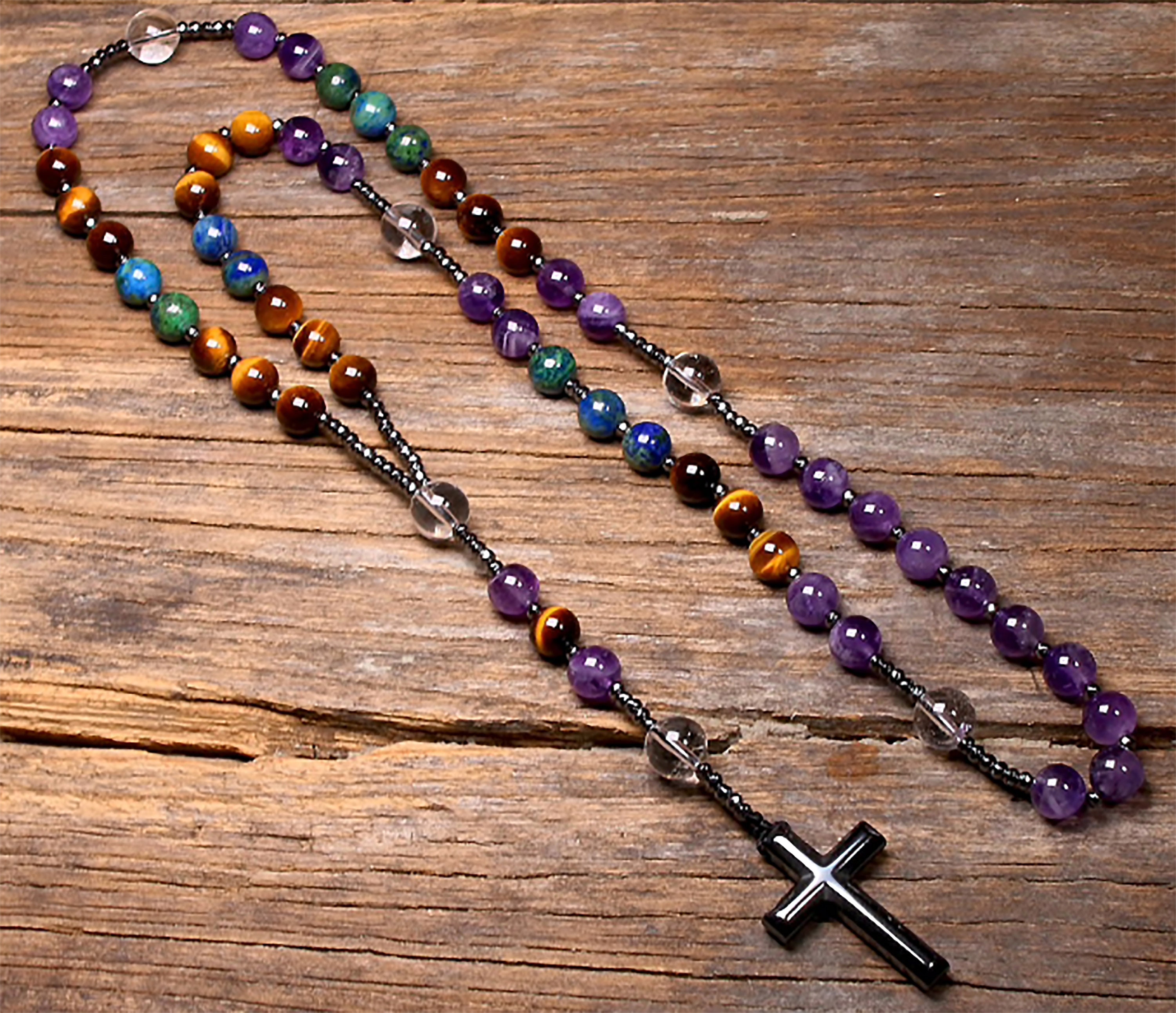 Chapelet Catholique Collier en Améthyste Naturelle Pour Hommes et Femmes, Chapelet de Christ, Penden