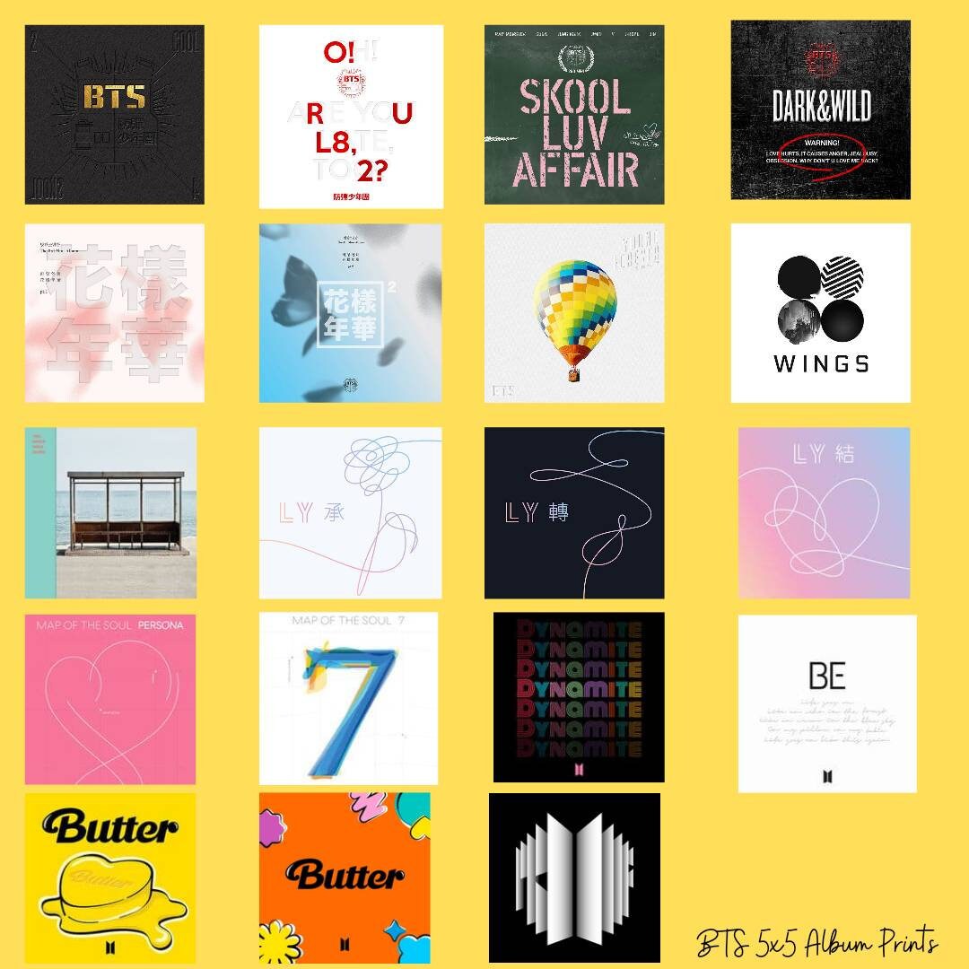 High Quality 5x5 BTS Album Cover Set Prints rich Colour Etsy