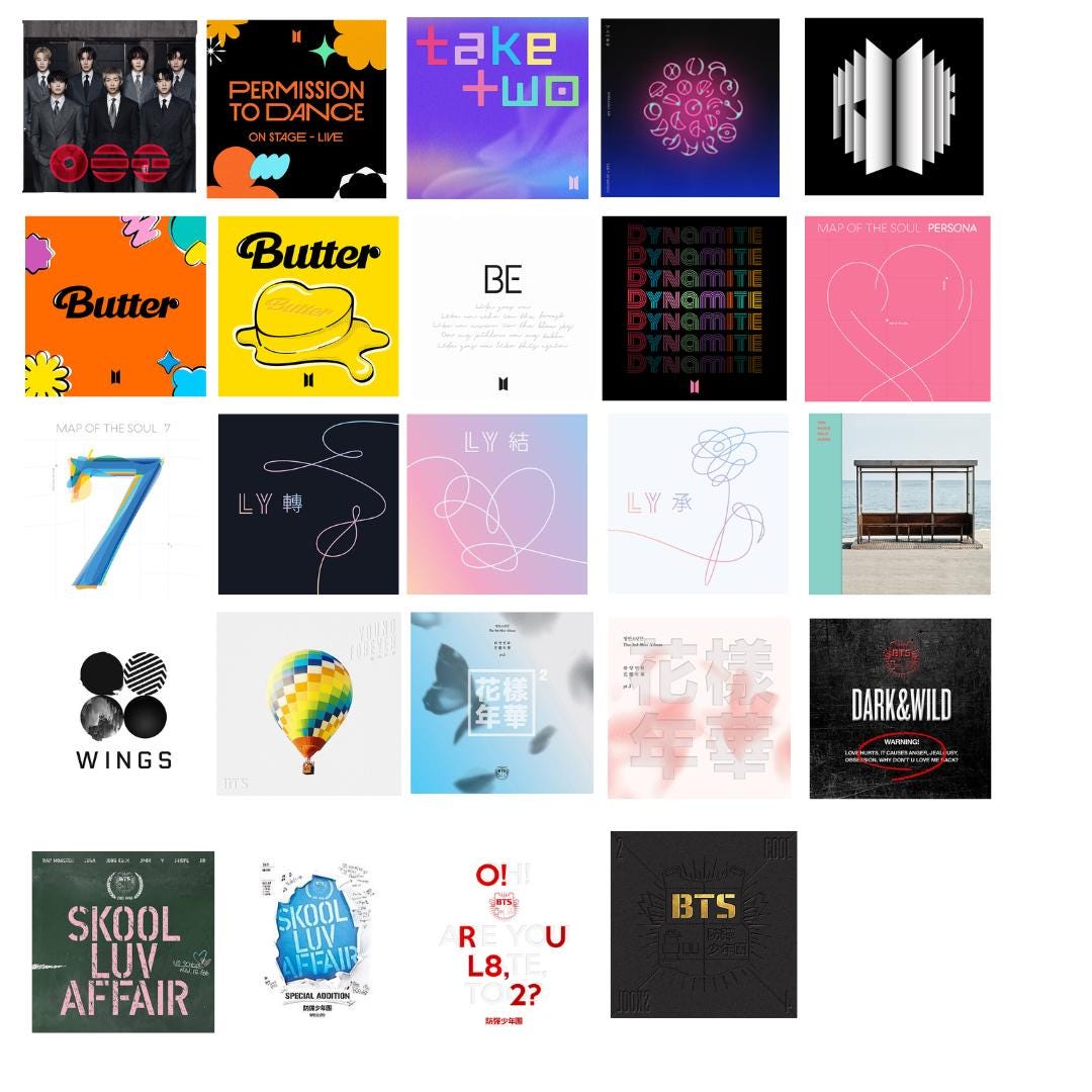 Army Room Decor 5x5 BTS & Solo Album Cover Set Prints-rich Colour