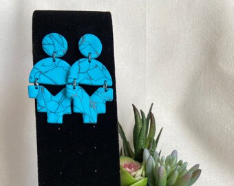 Turquoise Arch Aztec Dangles