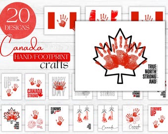 Canada Day Handprint Craft, Hand Print Activity for Kids, Footprint Craft, Elbows Up, Canada Not for Sale, True North Strong, Handprint Art