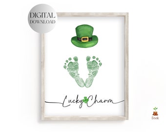 PRINTABLE Happy Patricks Handprint Art Craft for Kids, Keepsake Art, Toddler Preschool Kindergarten Activity, Homeschool, Handprint Shamrock