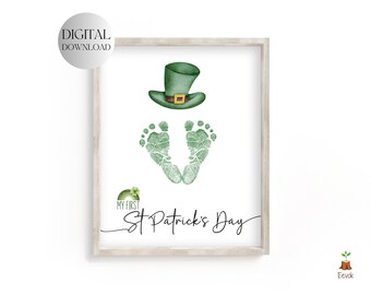 PRINTABLE St. Patrick's Day Footprint Art Craft for Kids, Keepsake Art, Toddler Preschool Kindergarten Activity, Homeschool, Gift from Kids