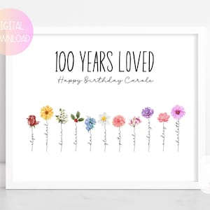 Idée cadeau 100e anniversaire pour grand-mère maman 100e anniversaire cadeau 100 ans cadeau 100 ans, cadeaux pour grand-mère fleur de naissance