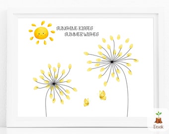 Manualidades de verano imprimibles para niños, manualidades para preescolar, actividades imprimibles de verano, actividades artesanales de guardería, recuerdos para niños pequeños, arte con huellas dactilares