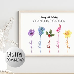 Cadeau du 70e anniversaire pour grand-mère, idée de cadeau du 70e anniversaire de maman, cadeau d'anniversaire de 70 ans, cadeau d'anniversaire de 70 ans, cadeaux pour grand-mère, fleur de naissance