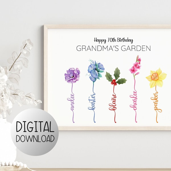 70th Birthday Gift for Grandma, Mom 70th Birthday Present Idea, 70 Year old Birthday Gift,70 Birthday Gift, Gifts for Grandma, Birth Flower