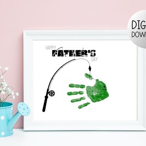 Father&#39;s Day Handprint Art, Handprint Gift for Dad from Kids, Fishing Gift for Dad, Fishing Craft for Daddy, Gift for Fisherman, Printable