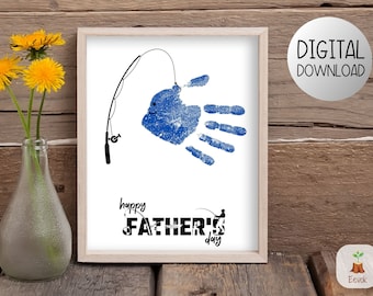 Printable Fathers Day Craft, Printable Father's Day Art, Gift for Father's Day, Handprint Craft for Daddy, Handprint Art for Dad Gift Idea