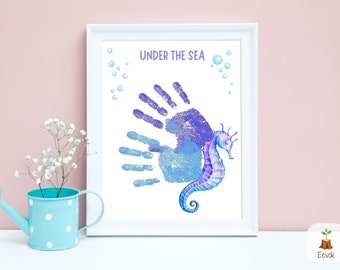 Under the Sea Handprint Craft for Kids, Sea Animals Printable Craft, Kid Handprint Art, Printable Sea Animals Craft for Kids, Homeschool Art