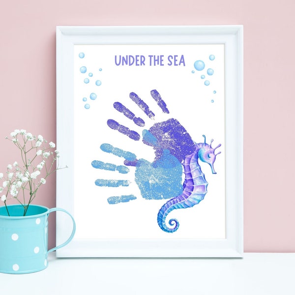 Under the Sea Handprint Craft for Kids, Sea Animals Printable Craft, Kid Handprint Art, Printable Sea Animals Craft for Kids, Homeschool Art