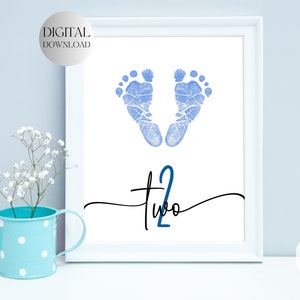 Geburtstags-Meilenstein für Baby, Baby im zweiten Jahr, Handabdruck-Andenken, Fußabdruck-Kunst, Fußabdruck-Handwerk, Mädchen-Geburtstag, Geburtstag, Geburtstags-Meilenstein