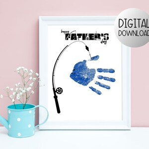 Fishing Handprint Gift for Daddy, Fathers Day Printable, Father&#39;s Day Fishing Gift, Printable Craft for Father&#39;s Day, Kids Handprint Gift