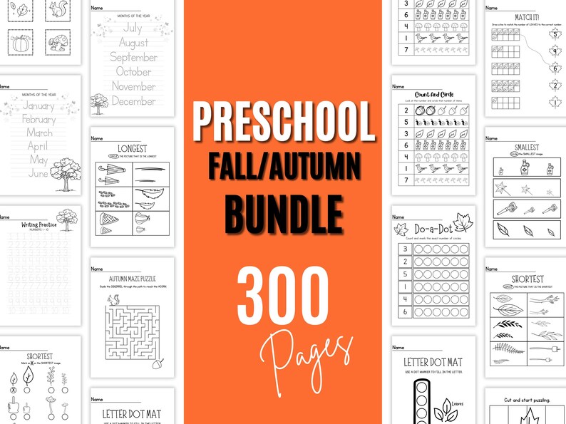 PRINTABLE Preschool Fall Worksheets Autumn Activities Fall Busy Book ...