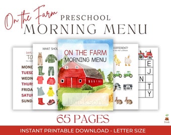 Preschool ochtendmenu afdrukbaar, Homeschool ochtendmenu Preschool werkbladen, peuter ochtendmenu activiteiten Kids Homeschool afdrukbaar