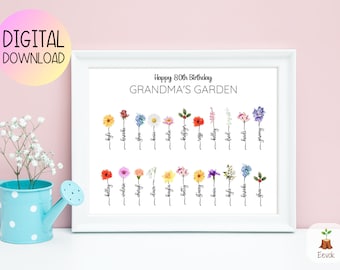 80th Birthday Gift for Grandma, Mom 80th Birthday Present Idea, 80 Year old Birthday Gift, 80 Birthday Gift, Gifts for Grandma, Birth Flower