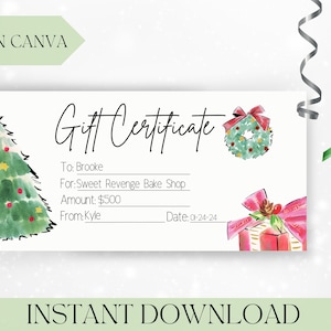 Certificado de regalo de Navidad imprimible Plantilla de boleto Tarjeta de regalo Cupón Vale Sorpresa Regalo Revelación, Boleto descargable Cumpleaños de niñera