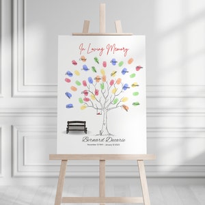 Panneau célébration de la vie, panneau de bienvenue pour les funérailles du livre d'or, en souvenir d'amour, cadeau de sympathie personnalisé, cadeau souvenir, empreinte digitale
