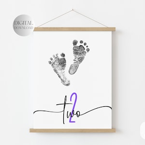 Geburtstags-Meilenstein für Baby, Baby im zweiten Jahr, Handabdruck-Andenken, Fußabdruck-Kunst, Fußabdruck-Handwerk, Mädchen-Geburtstag, Geburtstag, Geburtstags-Meilenstein