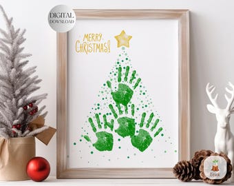 PRINTABLE Christmas Handprint Craft Xmas Memories Handprint Activities for Kids Footprint Art Holiday Handprint Memory Keepsake for Grandma