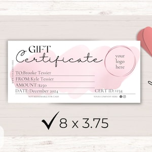 GIFT CERTIFICATE TEMPLATE Printable Canva Editable Gift Certificate