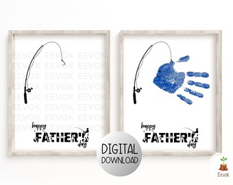 Printable Handprint Craft for Dad, Fathers Day Printable, Father's Day Fishing Gift, Printable Craft for Father's Day, Kids Handprint Gift