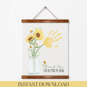 Handabdruck Strauß Sonnenblume Handabdruck Handwerk, Sonnenblumen Baby Kinder Handabdruck Geschenk, Baby Art, Oma Mama Handabdruck Omas Garten Wildblume