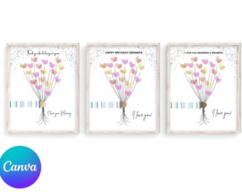 Printable Fingerprint Craft Personalized Craft for Mom, DIY Keepsake Craft, Printable Gift for Mom Printable Craft for Grandma Edit in Canva