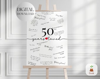 DO DRUKU Plakat na 50. urodziny, 50. urodziny, Pomysł na prezent na 50. urodziny mamy 50-letni znak urodzinowy Prezenty dla najlepszej przyjaciółki na 50. urodziny