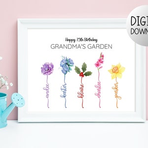 Personalisiertes 75. Geburtstagsschild, Ideen zum 75. Geburtstag, Geschenk für Omas 75., Geburtsblumengeschenk für Oma, Dekorationen zum 75. Geburtstag