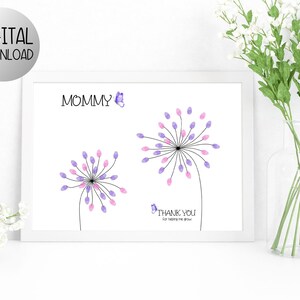 Printable Mothers Day Craft, Printable Mother&#39;s Day Art, Gift for Mother&#39;s Day, Fingerprint Craft for Mommy, Fingerprint Art for Mom Gift
