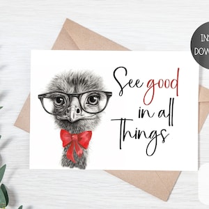 Printable Happy Birthday Card, Last Minute Card, Simple Birthday Card, Printable Cute Birthday Card, Cute Animal Birthday Card, Ostrich Card