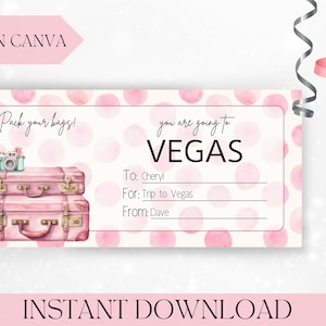 Printable Gift Certificate Ticket Template Gift Card Coupon Printable Voucher Surprise Gift Reveal, Downloadable Ticket Surprise Trip Coupon
