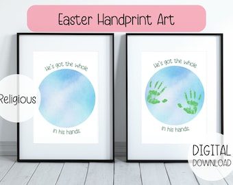 Christian Easter Art for Kids Printable Handprint Craft Sunday School Class Activity Religious Printable Homeschool Activity for Easter