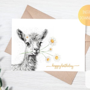 Printable Funny Birthday Card, Llama Birthday Card, Alpaca Birthday Card, Cute Animal Card, Funny Llama Printable Birthday Card, Instant