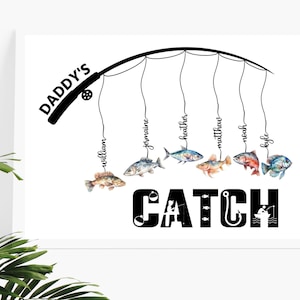 Custom Father&#39;s Day Gift from Kids, Personalized Fathers Day Print, Personalized Daddy Gift, Father&#39;s Day Fisherman Gift, Fishing Gift Idea