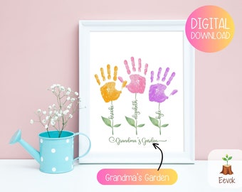 Printable Grandma's Garden Gift, Present for Grandma, Grandams Garden, Handprint Craft for Grandma, Handprint Keepsake for Grandma Gift