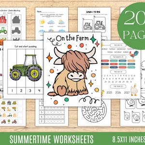 PRINTABLE Preschool Farm Worksheets Farm Activities On The Farm Busy Book Educational Learning Folder Homeschooling, Toddler Coloring Pages