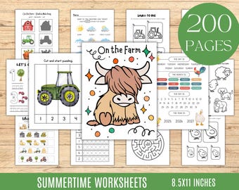 PRINTABLE Preschool Farm Worksheets Farm Activities On The Farm Busy Book Educational Learning Folder Homeschooling, Toddler Coloring Pages