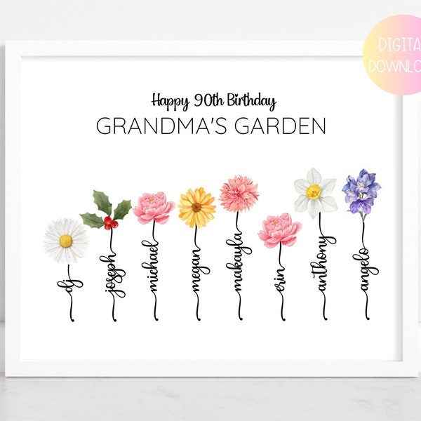 90th Birthday Gift for Grandma, Mom 90th Birthday Present Idea, 90 Year old Birthday Gift, 90 Birthday Gift, Gifts for Grandma, Birth Flower