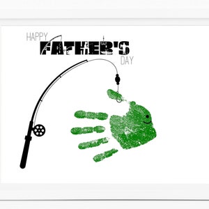 Father&#39;s Day Handprint Art, Handprint Gift for Dad from Kids, Fishing Gift for Dad, Fishing Craft for Daddy, Gift for Fisherman, Printable