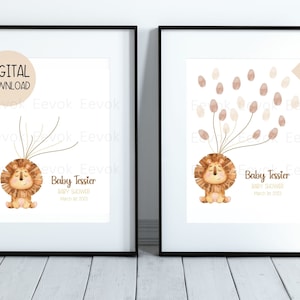 Personalized Baby Shower Guestbook Art, Fingerprint Guestbook for Baby Shower Lion, Baby Shower Activity, Baby Shower Keepsake Guestbook
