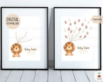 Personalized Baby Shower Guestbook Art, Fingerprint Guestbook for Baby Shower Lion, Baby Shower Activity, Baby Shower Keepsake Guestbook