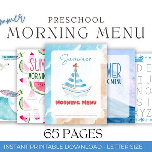 Livre d'été préscolaire occupé imprimable pour tout-petits apprentissage classeur livre tranquille pour tout-petits Montessori apprentissage école à la maison menu du matin d'été classeur