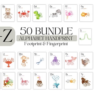 Manualidad con huellas de manos del alfabeto A-Z, Hojas de actividades, Páginas para colorear, Alfabeto preescolar, Libro ocupado preescolar, Hoja de trabajo, Manualidades con herramientas para maestros de preescolar